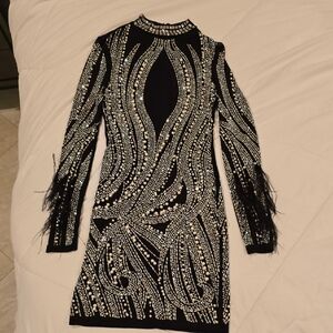 Elegant Black and Silver Embellished Dress